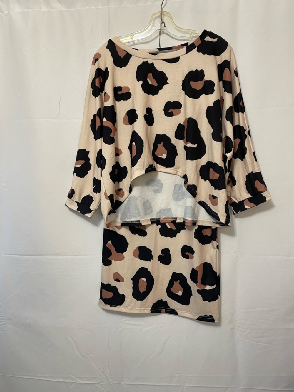 SHEIN Leopard Print Two-Piece Set Beige/Black/Brown Women’s Medium